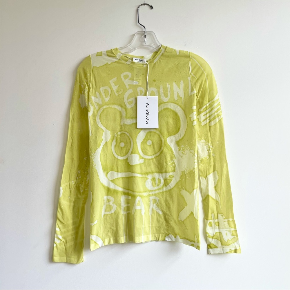 Acne Studios yellow graffiti print long sleeve top - Picture 7 of 10